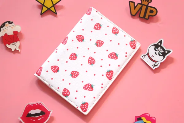 Strawberry Кожаный чехол для паспорта с фруктовым узором, кошелек для документов, Обложка для паспорта, чехол для паспорта, чехол для кредитных карт для девушек, для женщин, подарки - Цвет: Strawberry