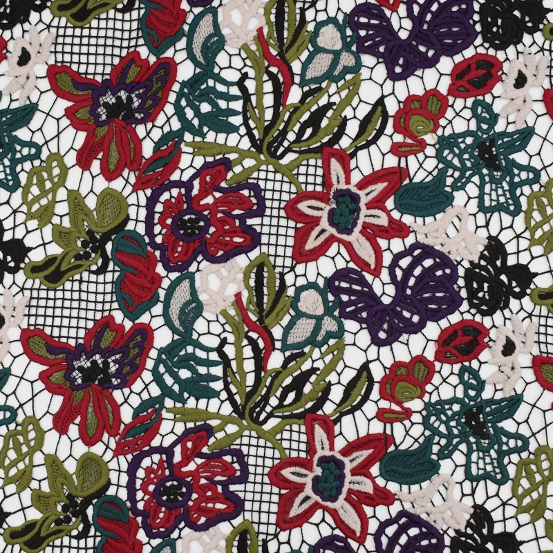 Цветная кружевная ткань Водорастворимая вышивка telas por metros tissu au metre tecido tela shabby chic