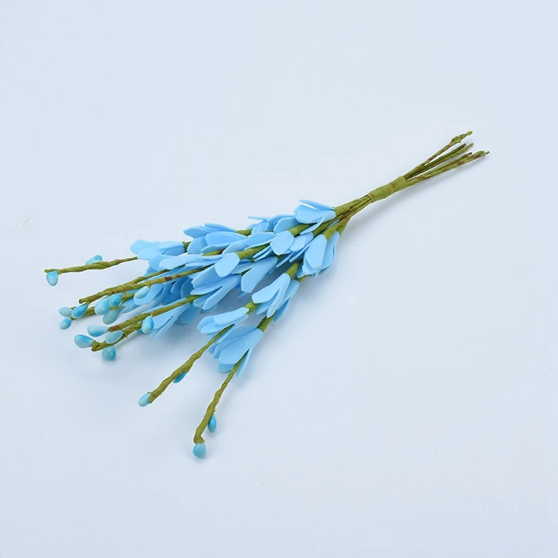 blue 10 шт., искусственная тычинка, пена, персиковая ветка, помпон, сделай сам, подарки, Рождественский венок, украшение для дома, свадьбы, скрапбукинг, искусственные цветы - Цвет: blue