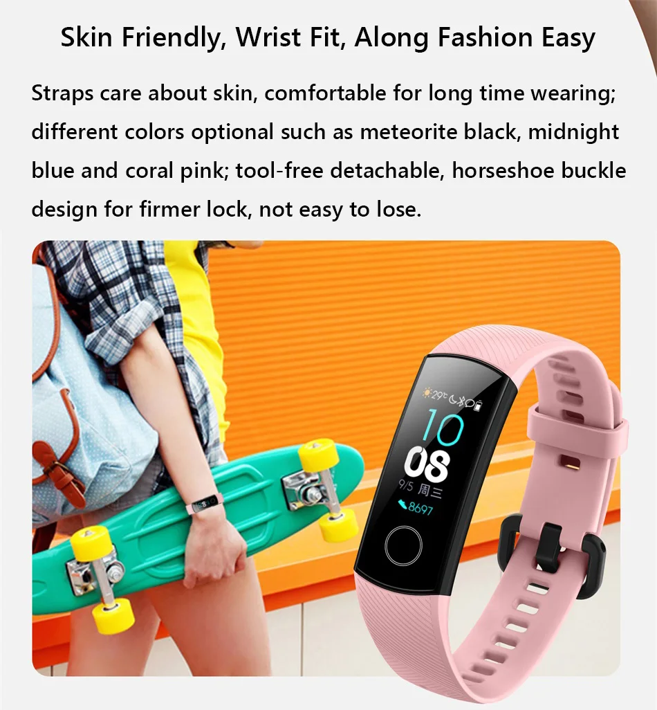 Умный Браслет huawei Honor Band 4 с пультом дистанционного управления для камеры, цветной Amoled 0,9" сенсорный экран для плавания