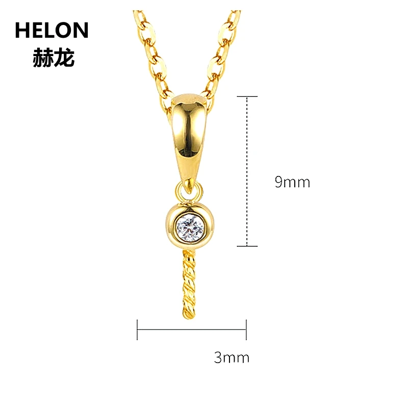 Solid 14k Yellow Gold 8-15mm Pearl Semi Mount Pendant for Women 0.026ct SI/H Natural Diamonds Fine Jewelry Setting | Украшения и