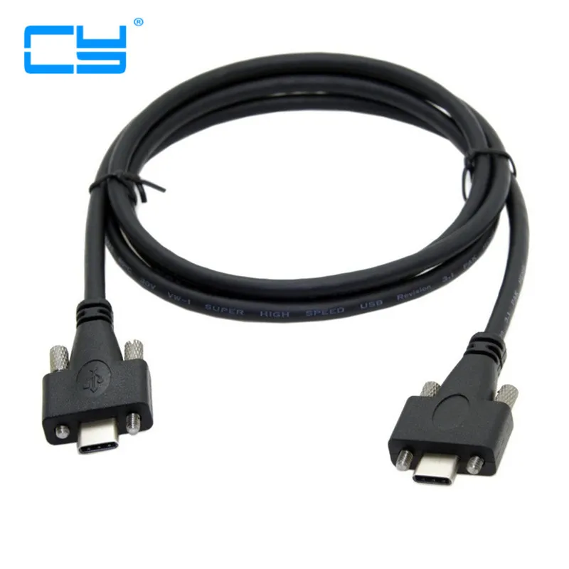 

4FT USB 3.1 Type c Type-c USB-c male to male Dual Screw Locking connector 10Gbps Data Cable 120cm Panel Mount Type