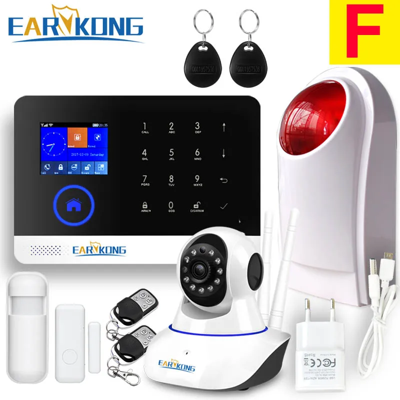 F Wifi GSM сигнализация GPRS RFID TFT экран сенсорная клавиатура Английский Русский Испанский Немецкий польский итальянский французский Android приложение IOS - Цвет: F