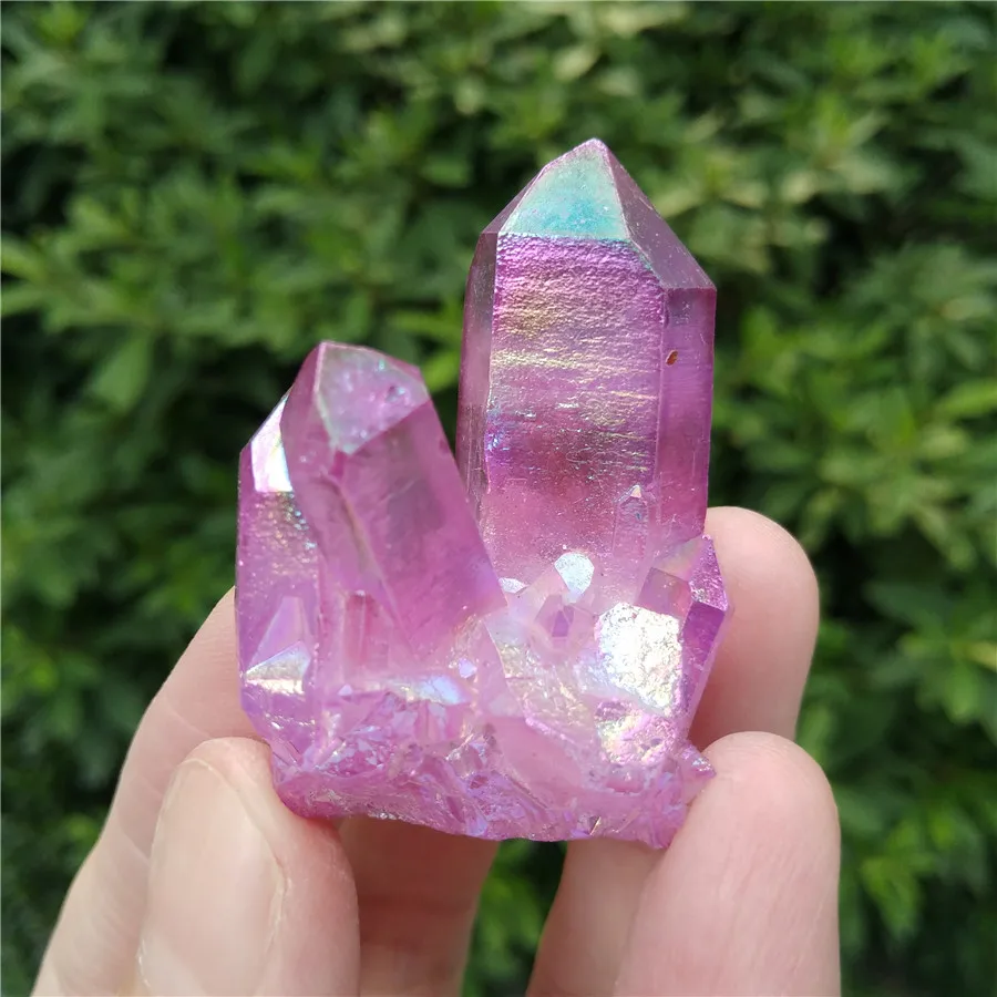 Rainbow Aura Crystal Cluster Purple Red Yellow Quartz Titanium Crystal-Reiki Healing and Terrariums Gift Home Decor | Дом и сад