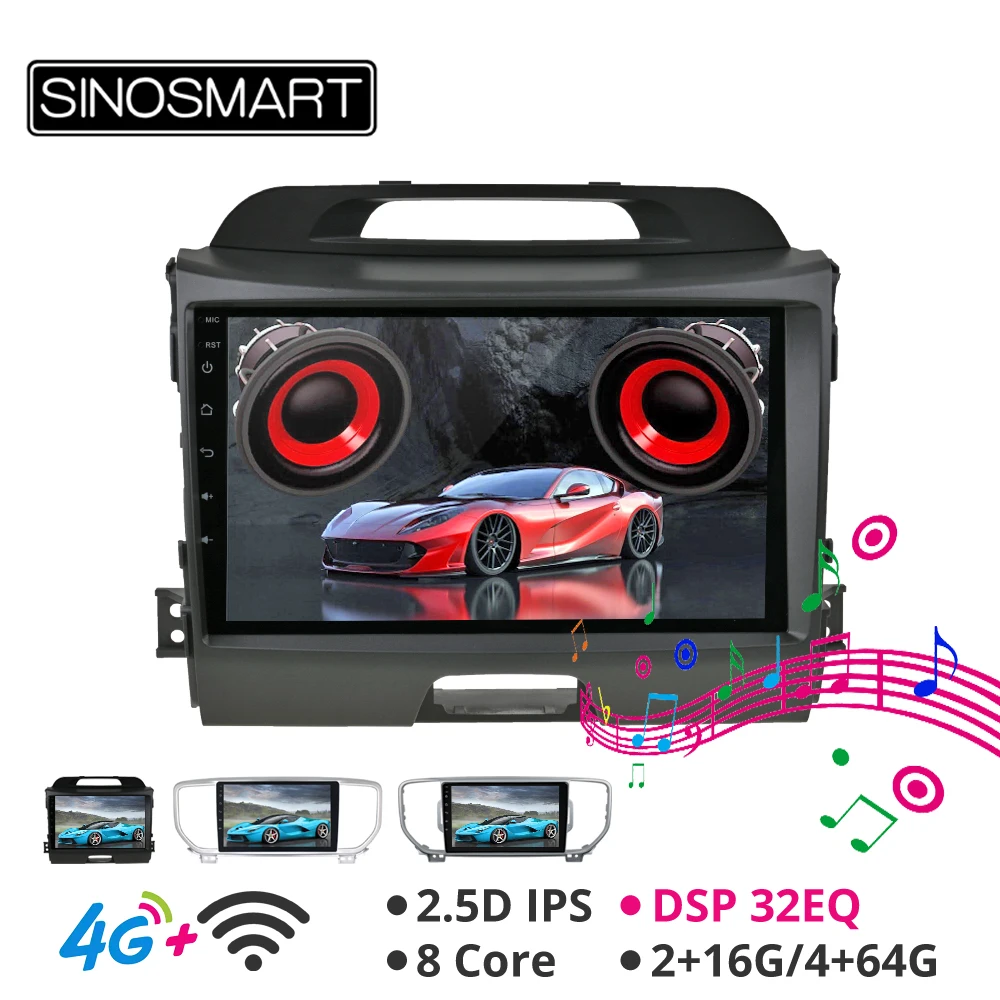 Sinosmart Android 8,1 автомобильный радиоприемник с навигацией GPS для Kia KX5 Sportage QL/R 2010 2011 2012-,-, 2din 2.5d ips экран