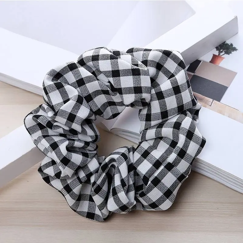 Женская клетчатая большая цельная кольцевая головная веревка эластичная Женская толстовка кольцо для волос головной убор шарф повязки для волос Головные уборы резинки - Цвет: 0925B1-13