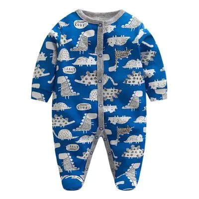 Blue dinosaur Bebes/пижамы одежда для малышей пижамы-комбинезоны для маленьких мальчиков, комбинезоны, зимняя одежда хлопковая одежда для новорожденных девочек от 3 до 12 месяцев - Цвет: Blue dinosaur