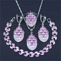 Серебро 925 ювелирные изделия натуральный голубой кубический цирконий Свадебные Ювелирные наборы для женщин Свадебные серьги/кулон/Кольцо/ожерелье набор