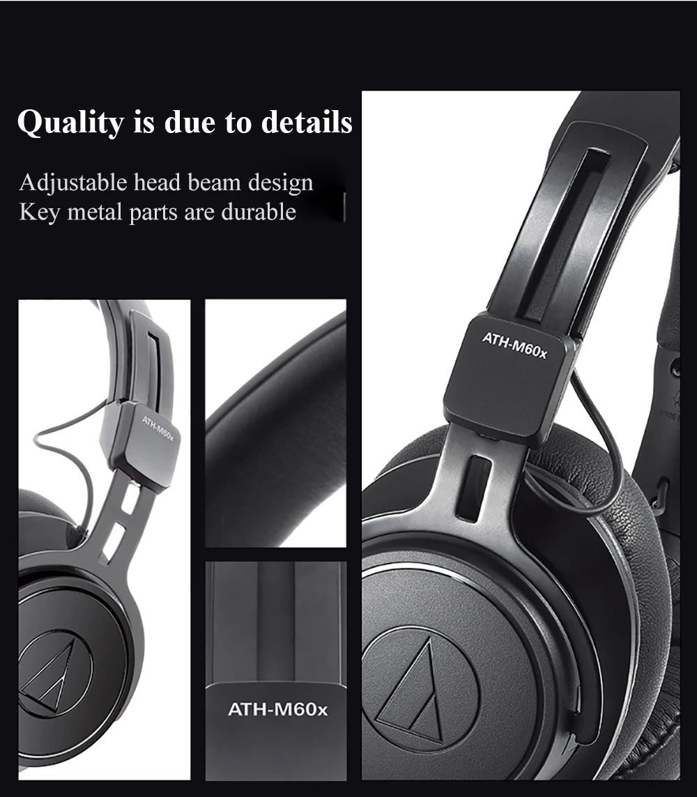 Аудио Technica ATH-M60x Проводные Наушники Профессиональные мониторные наушники портативные HIFI наушники