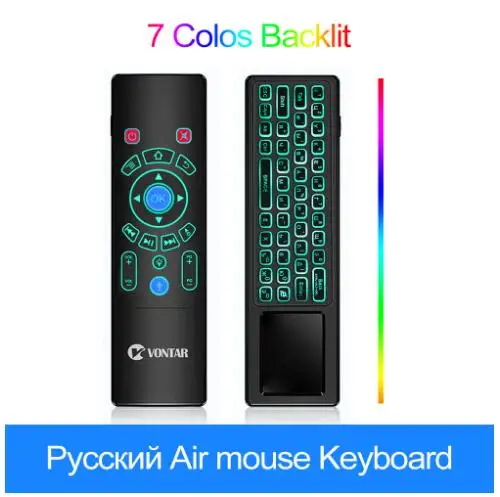 T8 plus Ru Backlit Голосовое управление Fly Air mouse для гироскопа зондирования игры 2,4 ГГц Беспроводная клавиатура Пульт дистанционного управления микрофон для Android Box X96 Max TX6 - Цвет: T8 plus Ru Backlit