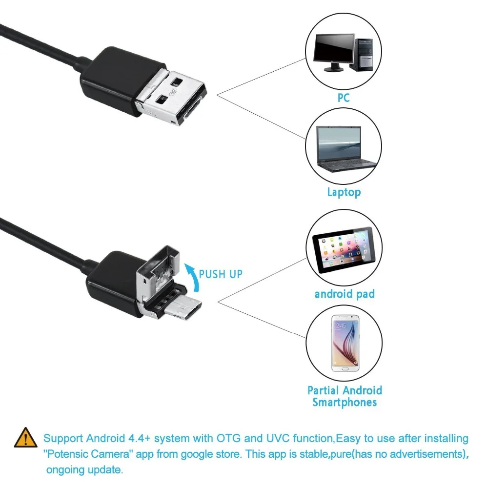 Protmex 5 мм 7 мм/8 объектив 2 в 1 Мини USB эндоскоп для Android телефонов бороскоп трубка