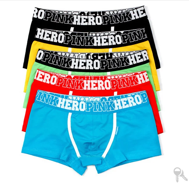 5pcs \ Лот Pink Heroes высокое Качественный хлопок нижнее белье Мужчины Боксеры Шорты классический однотонный в полоску Футболка для мальчиков трусы-шорты - Цвет: 5PC BYGRL