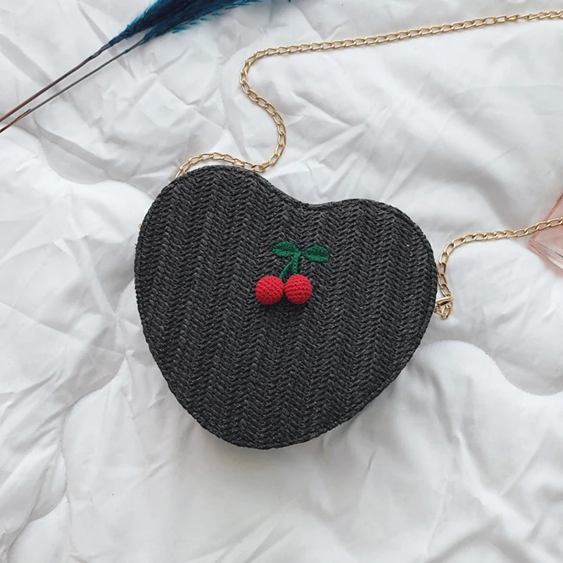 Модная женская элегантная вишневая сумка в форме сердца однотонная через плечо
