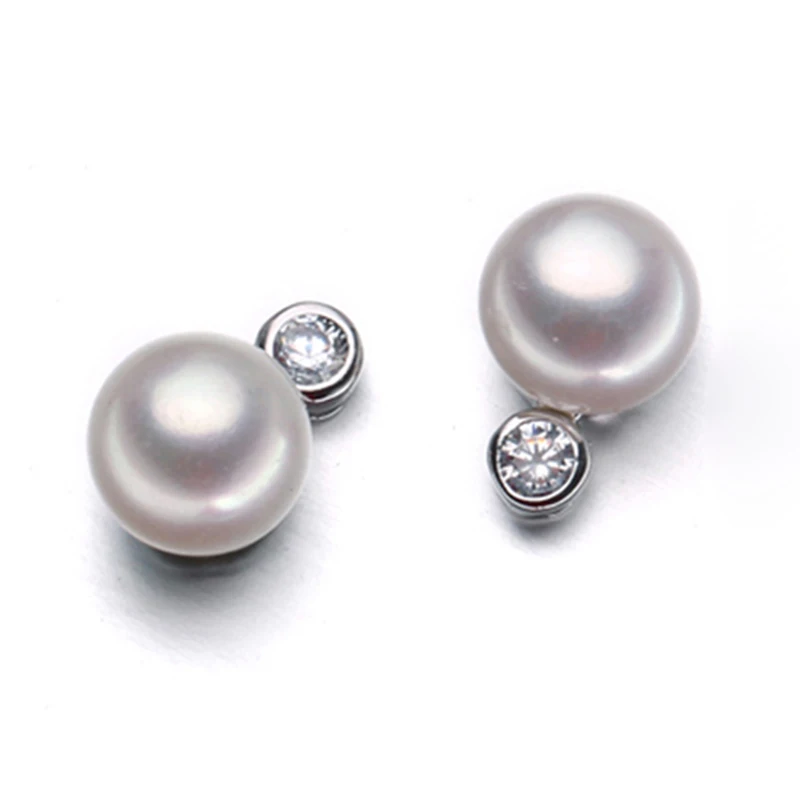 Женские серьги-гвоздики с натуральным пресноводным жемчугом PEISENI 925 пробы