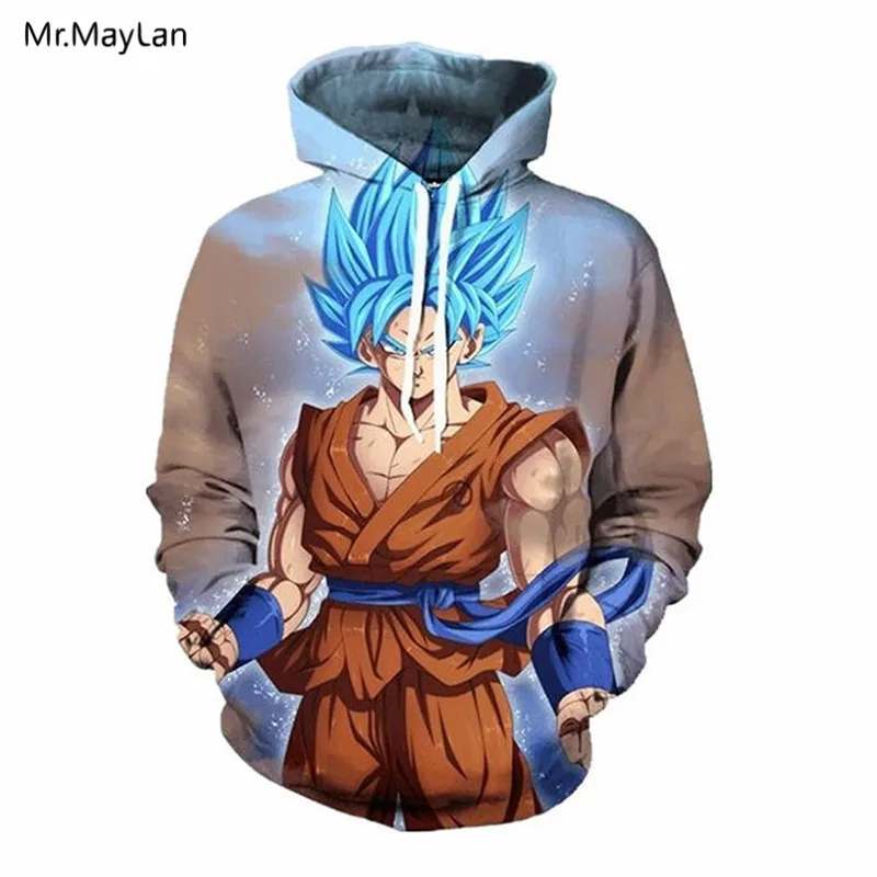 Классические Аниме Драконий жемчуг Z DBZ злой Гоку принт 3D толстовки для мужчин/женщин хип хоп куртка шляпа толстовки Верхняя одежда homme Пальто 5XL