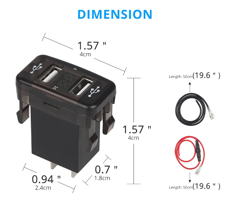 12V светодиодный вольтметр 5V 2.1A автомобильное зарядное устройство для Toyota быстрое