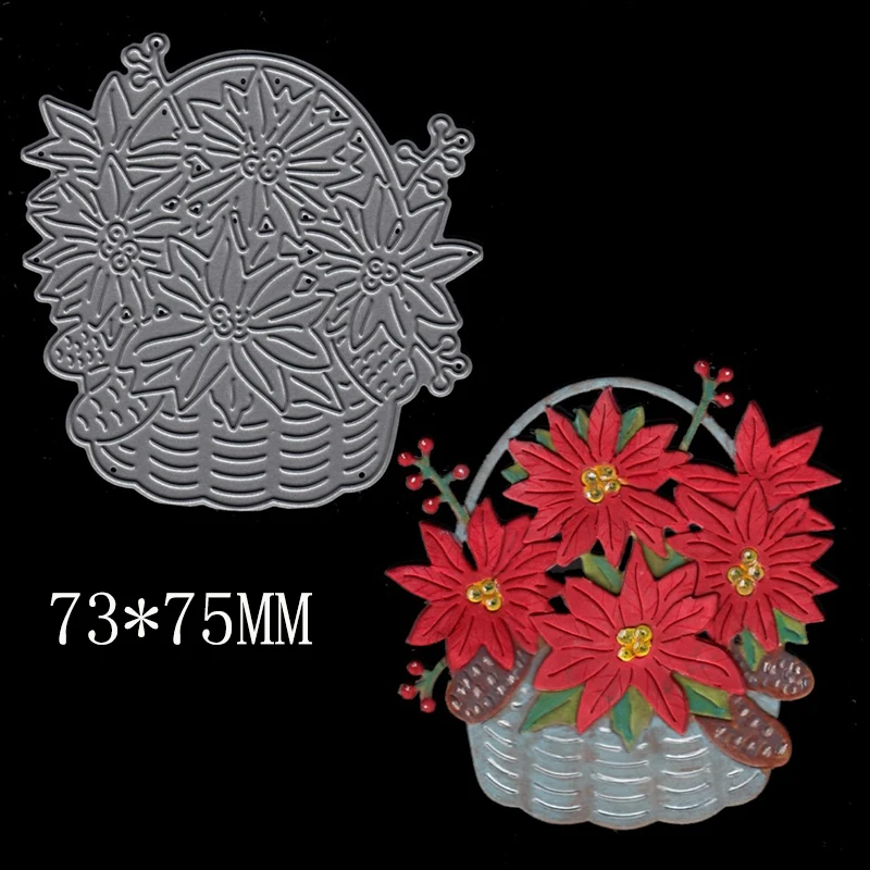Poinsettia корзина для резки металла DIY бумажные карты Новинка 2019 трафареты