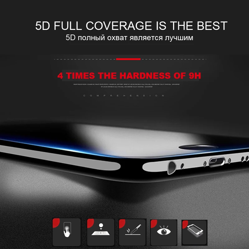 Gulynn Full Cover Film Curved Edge 5D Tempered Glass for iphone 7 8 X glass 6s plus Screen Protector For iPhone 6 | Мобильные