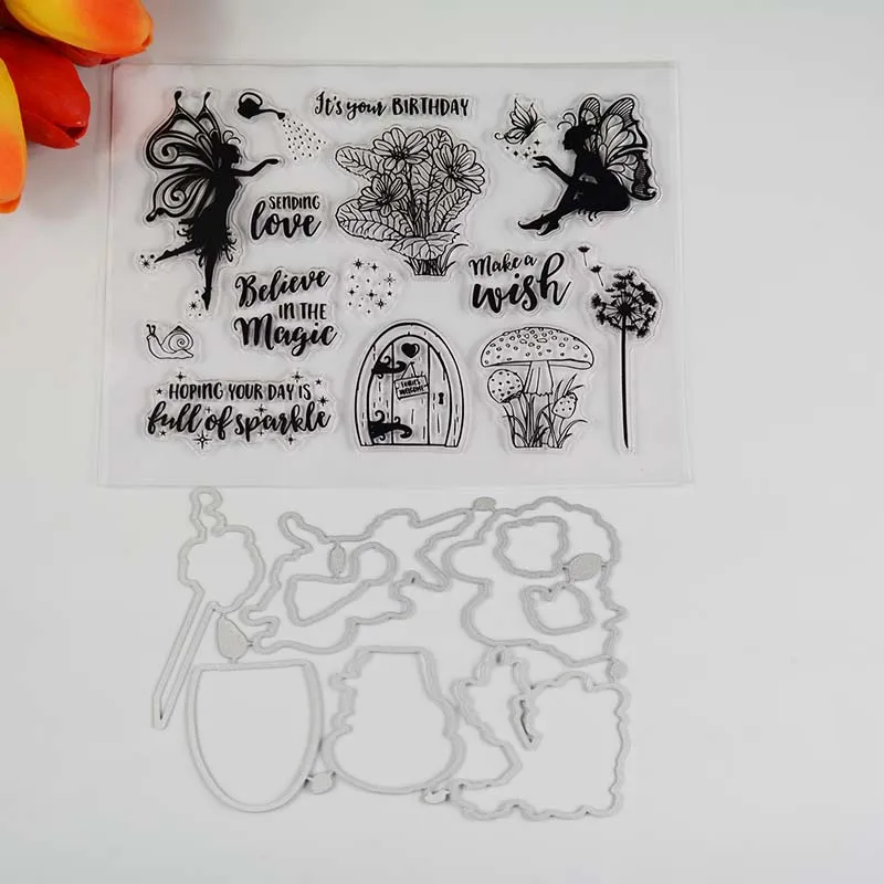 Фея с волшебной прозрачный значок/координации die для DIY Скрапбукинг/фотоальбом