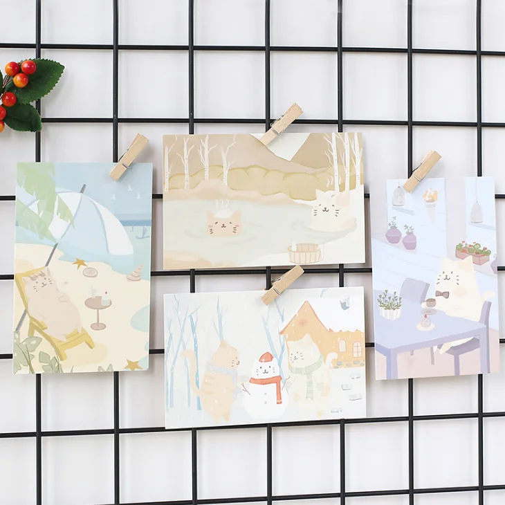 30 шт./упак. мультфильм повседневной жизни кошка Животные поздравительная открытка Почтовые открытки подарок на день рождения, набор карт открытка Канцелярские карты