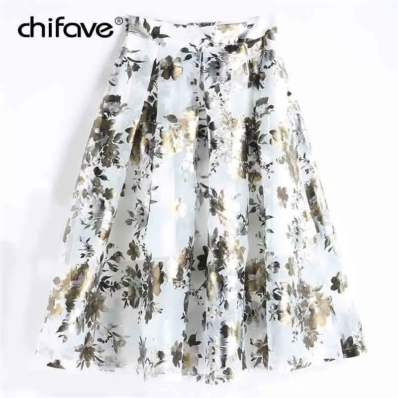 Chifave 2018 Летняя женская юбка Сексуальная Перспектива с тканью вне органзы