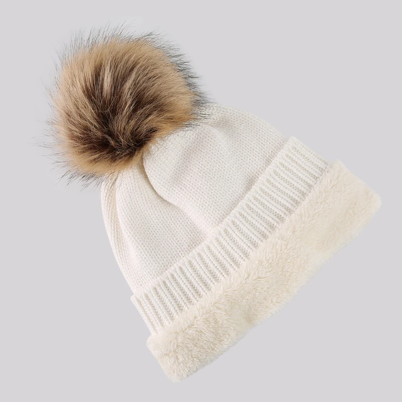 Girita женская зимняя вязаная шапка Skullies Beanies, шапки с флисовой подкладкой, вязаные меховые женские теплые шапки с помпоном