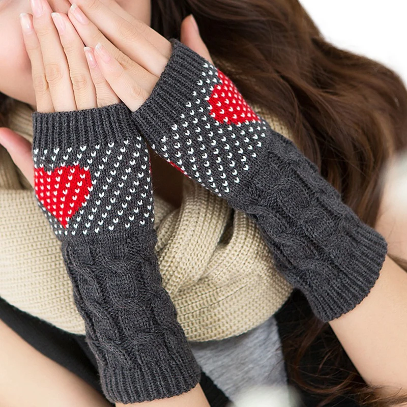 Зимние женские перчатки без пальцев Модные Вязаные Перчатки для фитнеса с