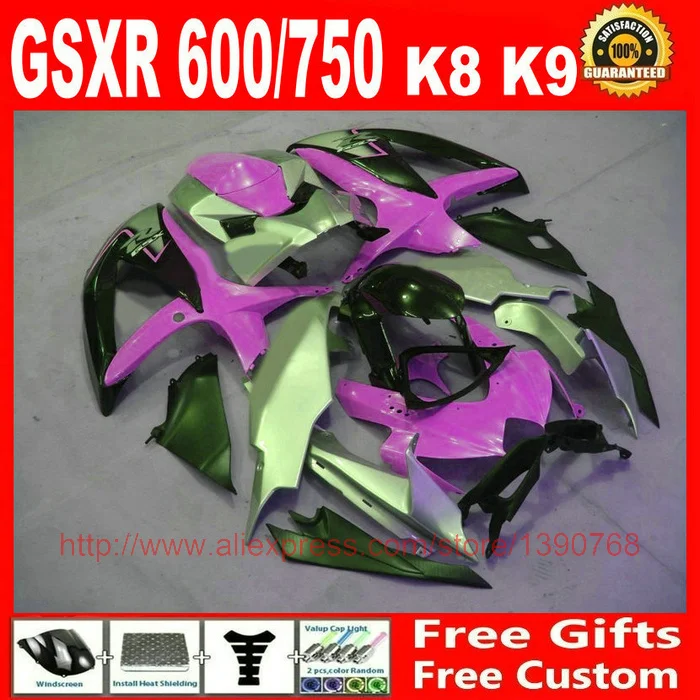 Обтекатели набор для Suzuki GSXR600 GSXR750 08 09 10 фиолетовый черный мотоцикл обтекатель
