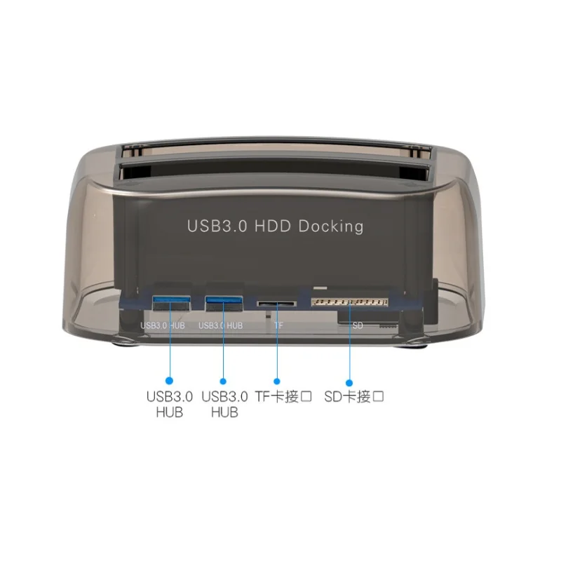 New Transparent Dual Bay HDD Dock Docking Station Compact External Hard Disk Drive For 2.5 Inch 3.5 Inch SATA HDD USB 3.0