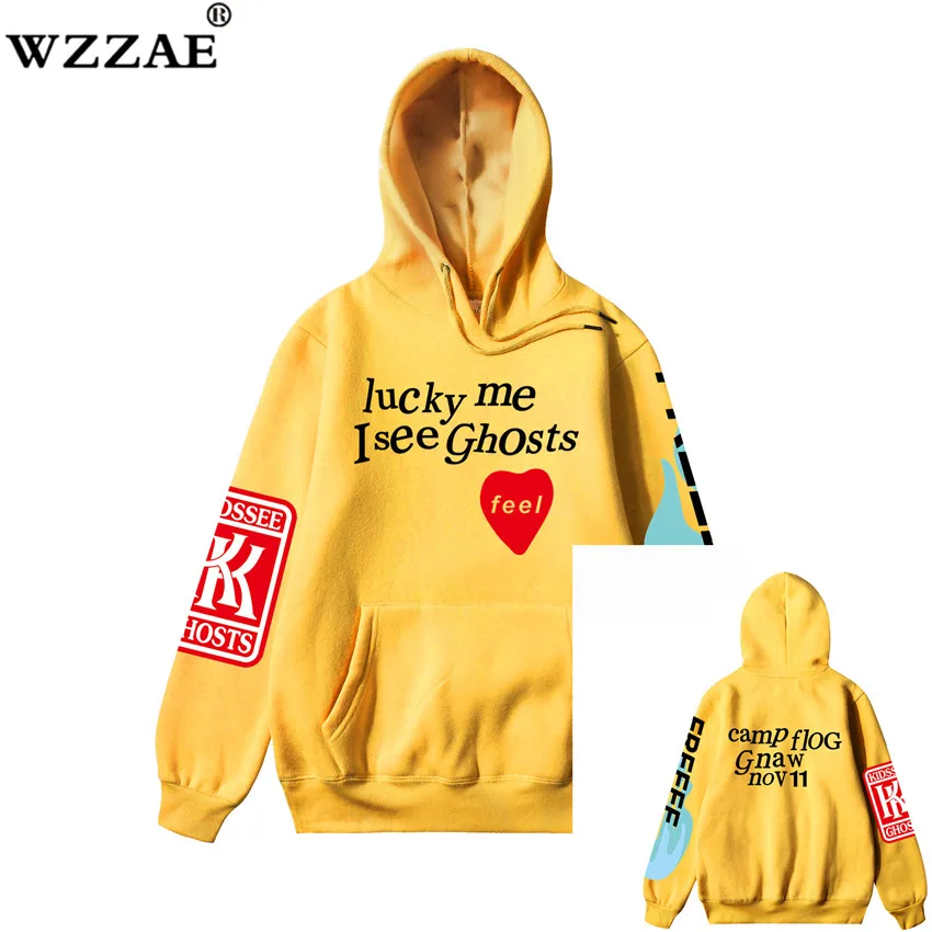 Yellow 1 19ss Kanye West/Детские толстовки с капюшоном с изображением призрака для женщин и мужчин; толстовки в стиле хип-хоп; уличная одежда; модная мужская толстовка с капюшоном; пуловер - Цвет: Yellow 1
