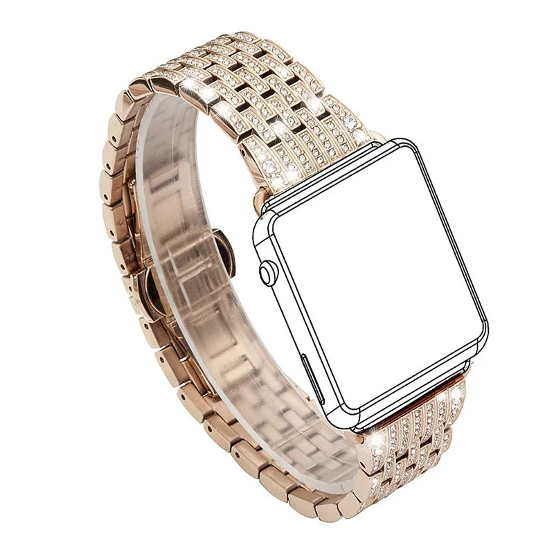 Женское платье часы ремешок для Apple Watch группа кристалл часы полосы Роскошные Нержавеющая сталь браслет ремешок для iWatch 38 мм 42 мм