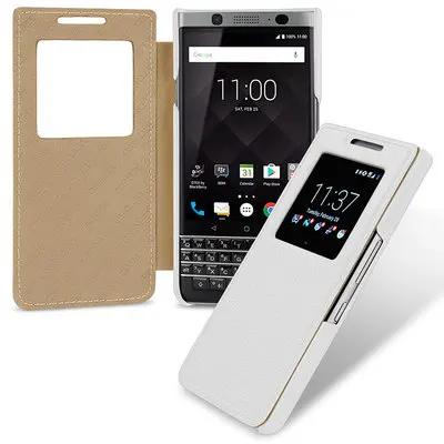 Белый Чехол из натуральной кожи для Blackberry KEYone Window View, флип-чехол для телефона, чехол для Blackberry KEY one PRESS, чехол - Цвет: Белый