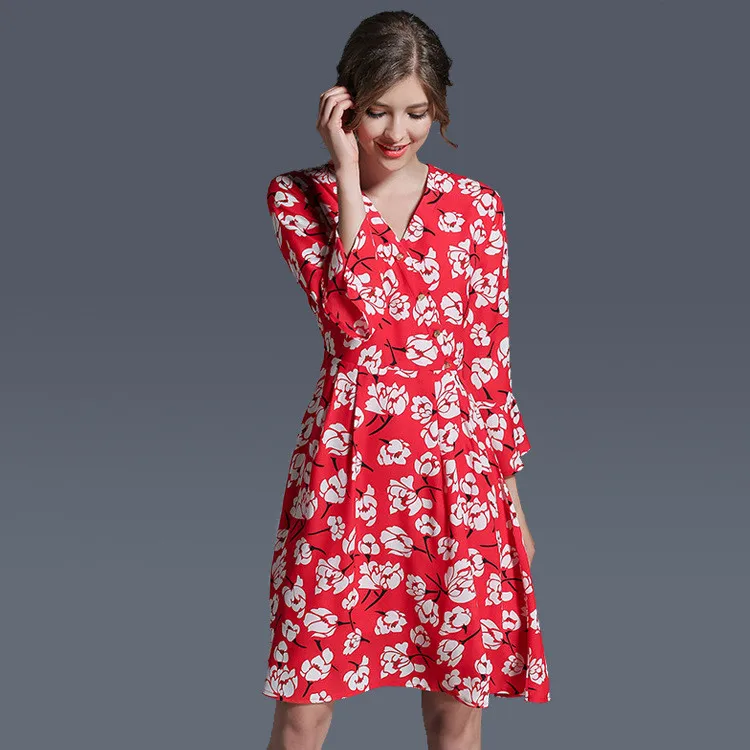 2019 Summer Dress Women Floral Printing Chiffon Beach Female Flare Sleeve Women's Dresses Robe Femme sundress YQ038 | Женская одежда