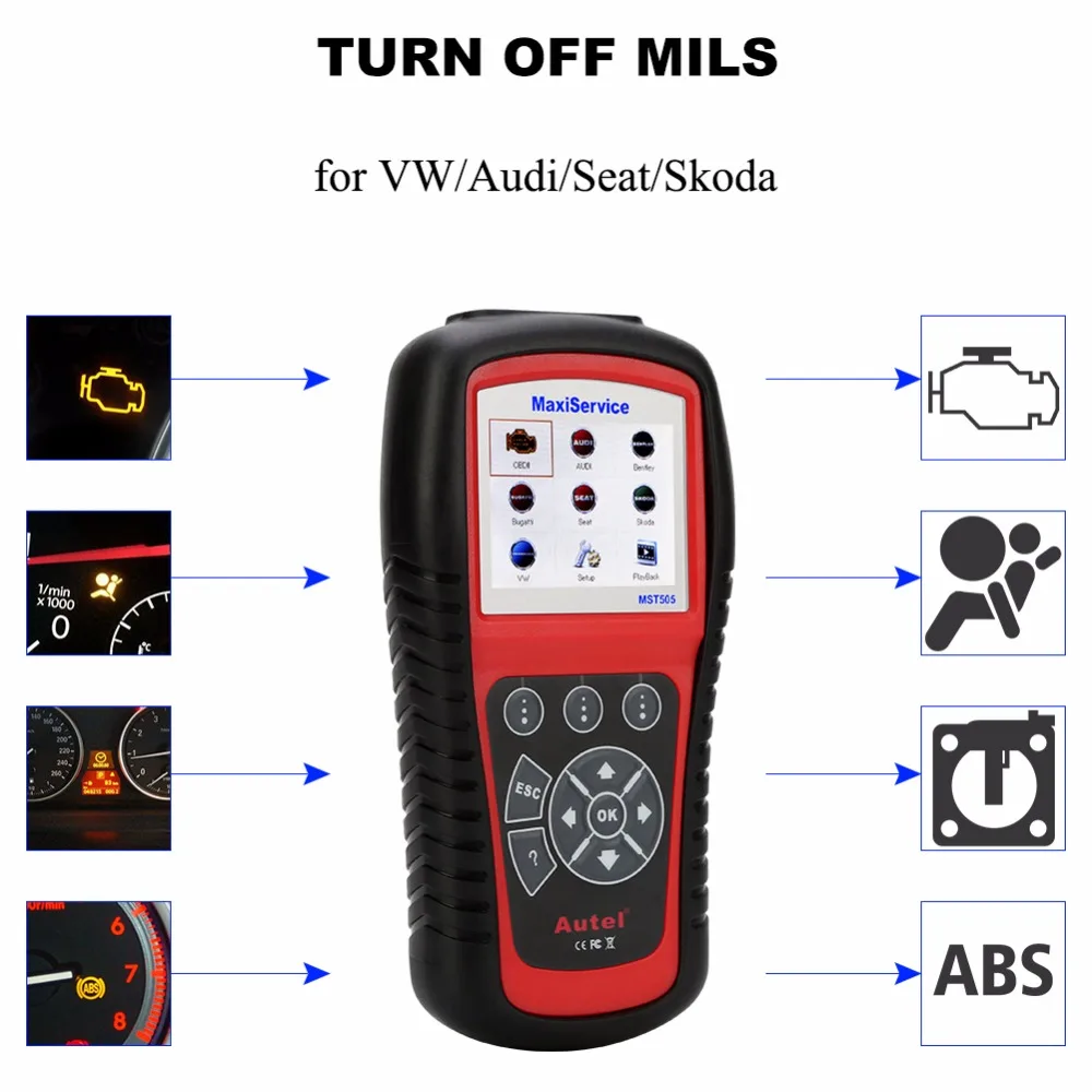 Autel MaxiService MST505 автоматический считыватель кодов полный OBD2 сканер все системы диагностики автомобиля масла и EPB для VW для Audi автомобильный инструмент