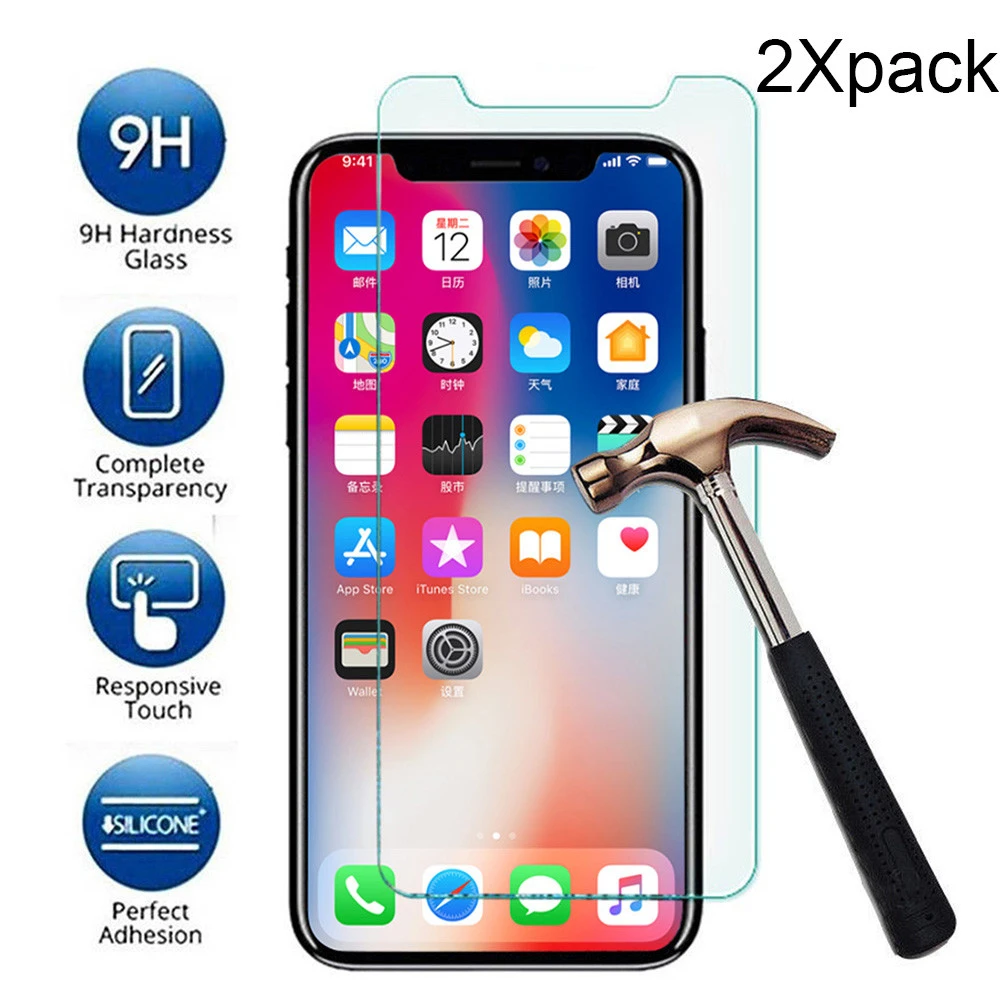 2 шт Закаленное стекло Защитная крышка экрана для iPhone XR/iPhone XS/iPhone xs max
