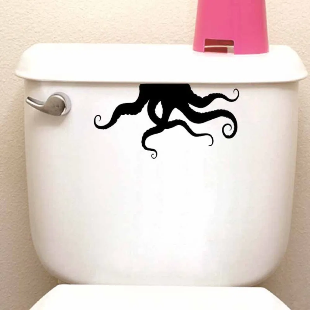 Осьминог дизайн наклейки на стену Туалет искусство для Смешные украшения ванной