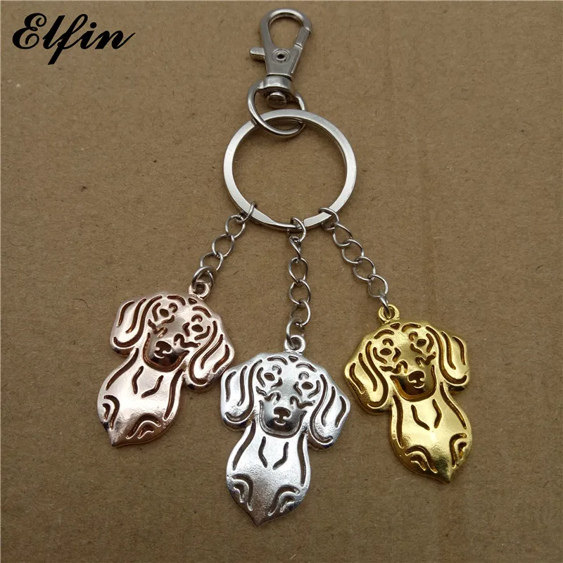 Elfin Trendy Dachshund Key Chains Gold Color Silver Animal Pet Jewellery Fashion Dog Rings For Women Men | Украшения и аксессуары