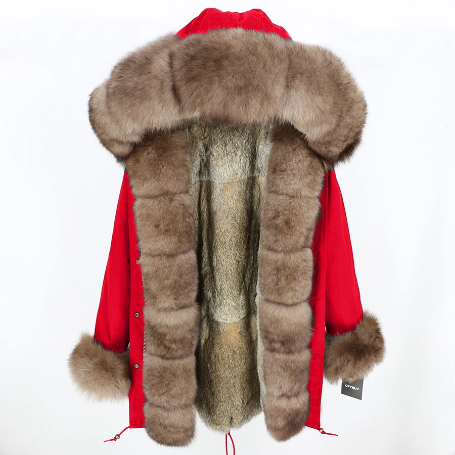 OFTBUY, зимняя женская куртка, длинная парка, Воротник из натурального Лисьего меха, капюшон, подкладка из натурального кроличьего меха, Толстая теплая парка, уличная Роскошная