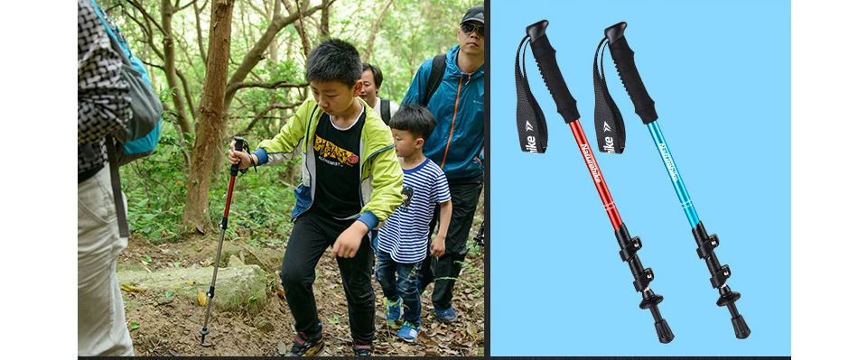 Один кусок NatureHike NH17D001-Z Сверхлегкий мужчины женщины Дети Регулируемый алюминиевый сплав трости палки для ходьбы, трекинга