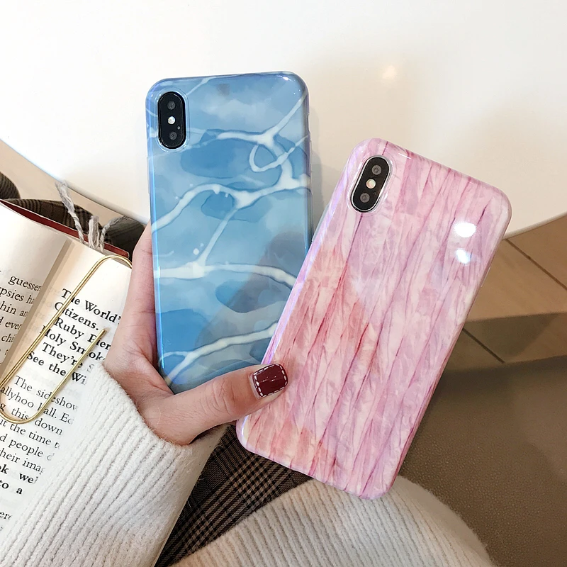 Чехол для iPhone 8 7 6 S Plus Мягкий чехол телефона силиконовый роскошный голубого цвета
