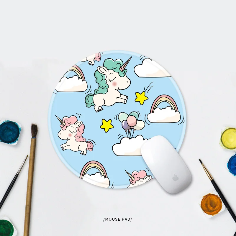Literary DIY Personal Mouse Pad mat Small 24cm Round UNICORN CAT Customized Desktop Large Size Mousepad with Locking Edge | Компьютеры и