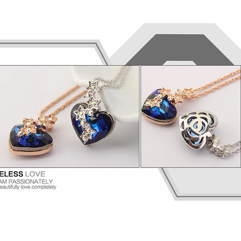 Классическое украшенное кристаллами из Swarovski элементов ожерелье с подвеской-сердечком со звездой дождя женские свадебные украшения