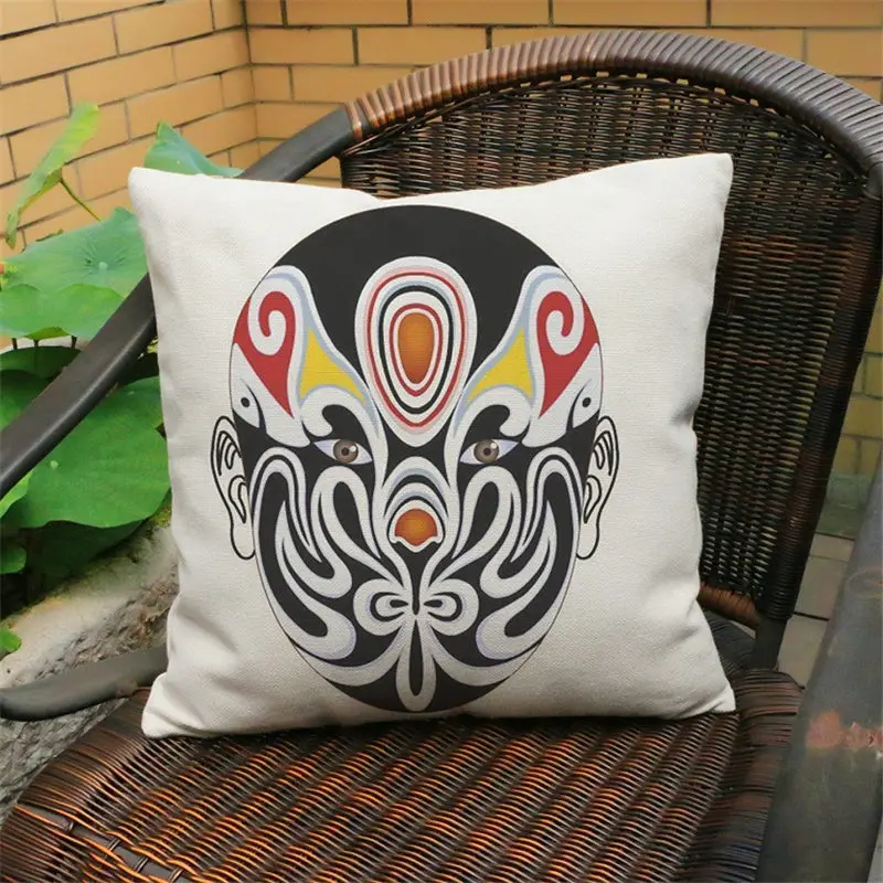 Creative Classical Peking Opera Mask Cushion Cover Decorative Pillowcase Chair safe Car Pillow Home Living Textile BZ-166 | Дом и сад