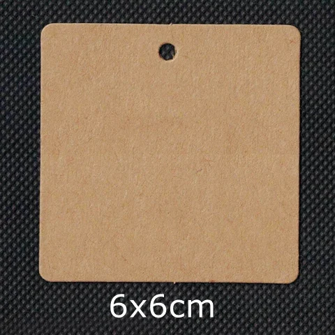 Brown-6x6cm Квадратные бирки из крафт-бумаги, головка гребешка, этикетка, багаж, свадебная заметка, пустая ценная бирка, 100 шт - Цвет: Brown-6x6cm