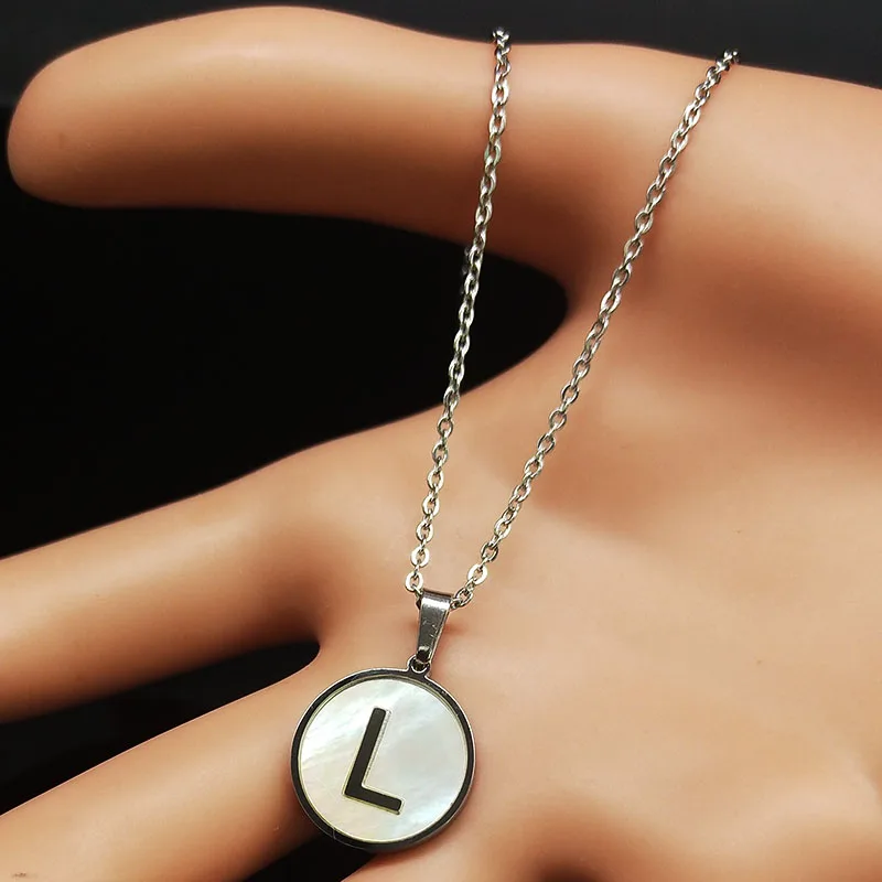 2021 Fashion Shell Stainless Steel Neckless for Women Gold Color L Letter Small Necklaces Pendants Jewelry collar mujer N18630 | Украшения