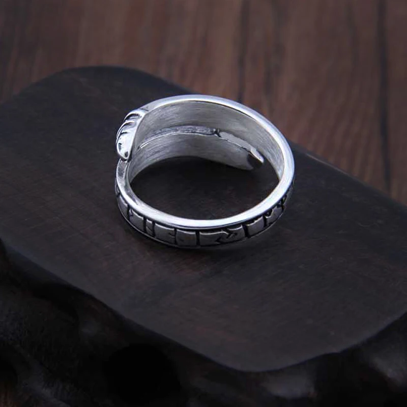 Настоящее серебро 925 проба Дракон-Викинг кольцо руны регулируемые с Viking box