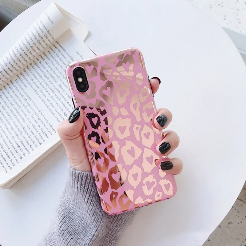 Роскошные Лазерные чехлы с леопардовым принтом для телефонов iphone XR XS Max чехол X 8 7 6