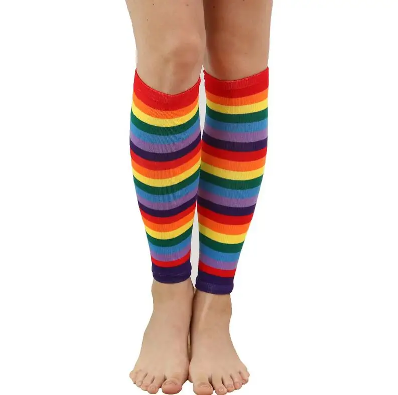 Разноцветные радужные чулки, полосатые высокие гетры, гетры, перчатки, костюм на Хэллоуин, вечерние, косплей, подарок на праздник