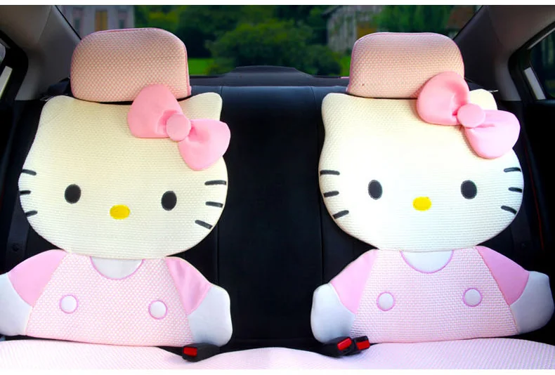 Женская мода года высокого качества с милым мультяшным принтом «hello kitty», комплект из розовых универсальных чехлов для автомобильных сидений