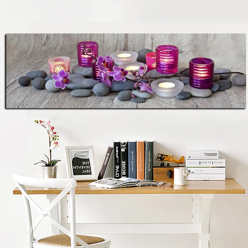 Картина на холсте Орхидея настенный постер с HD принтом дзен спа натюрморт камень